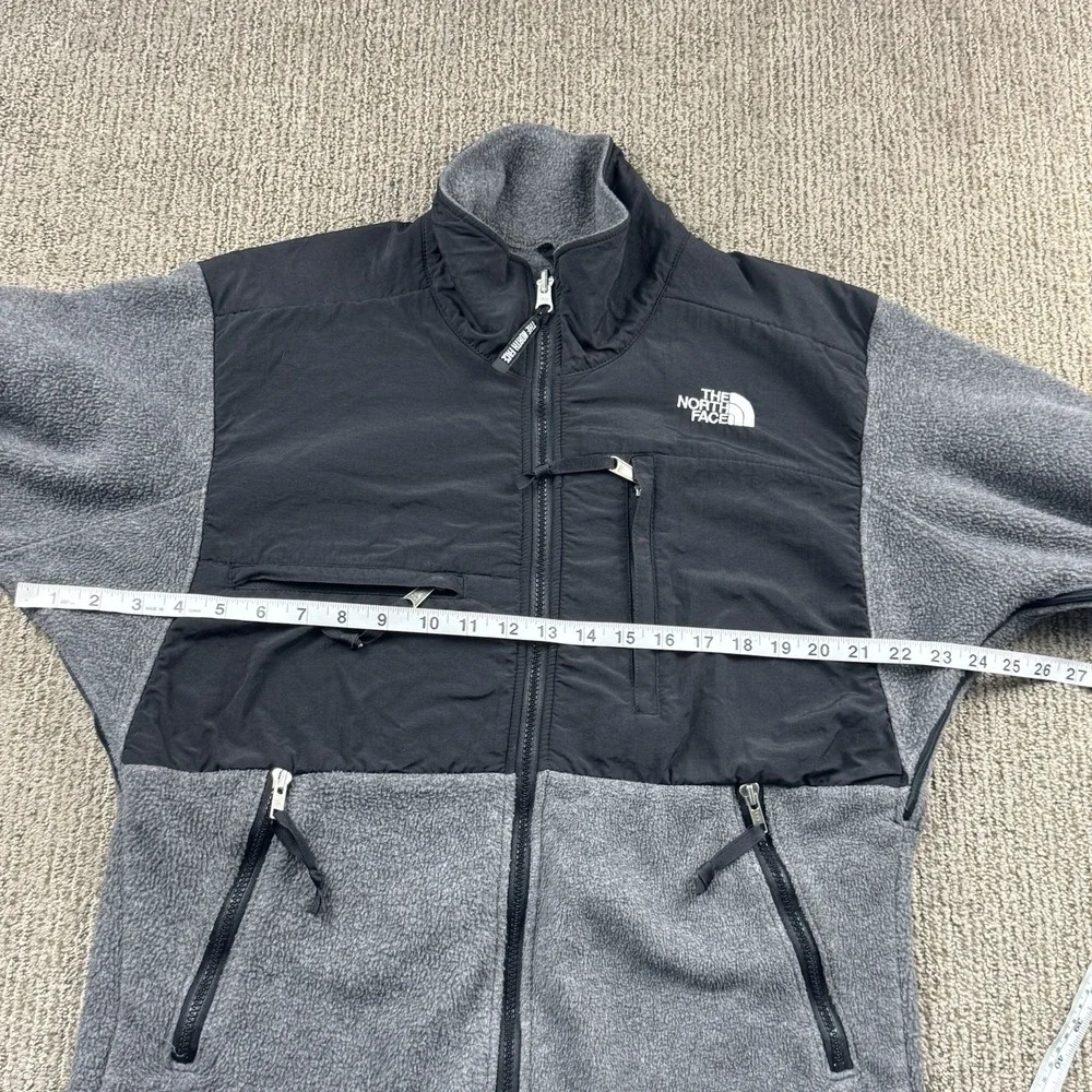 VTG The North Face Mens M Denali Jacket Full Zip Fleece Grey Black 2000s Y2K